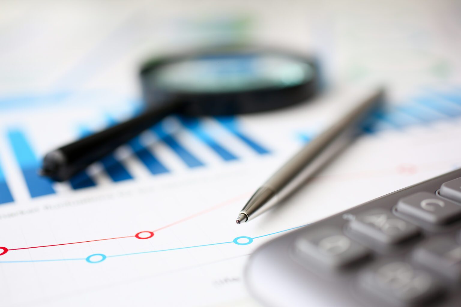 Financial statistics documents ball pen infographics CRI